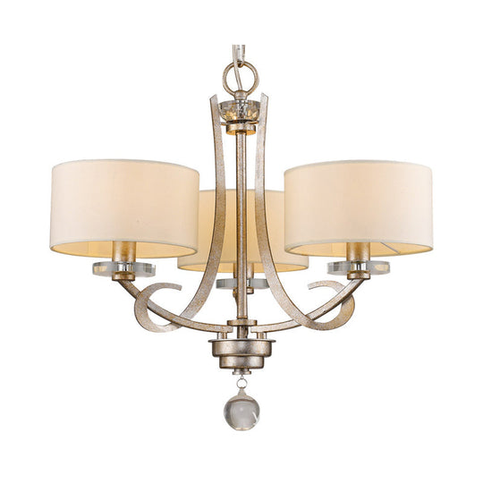 Classic Drum Fabric Pendant Light With Crystal: White Chandelier For Bedroom