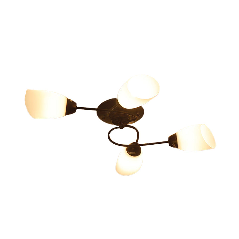 Semi Flush Oval Ceiling Mount Lighting With 4/6/9 Traditional White Glass Lights - Perfect For