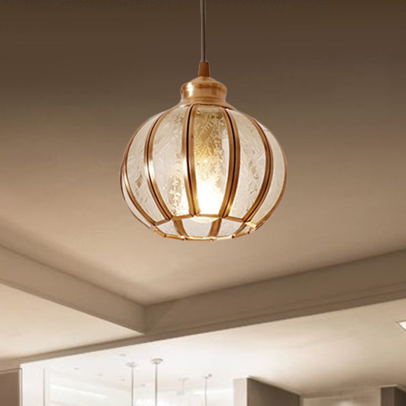 Retro Glass Pendant Light With Textured Sphere Cluster And Brass Finish - Round Or Linear Canopy 1/3