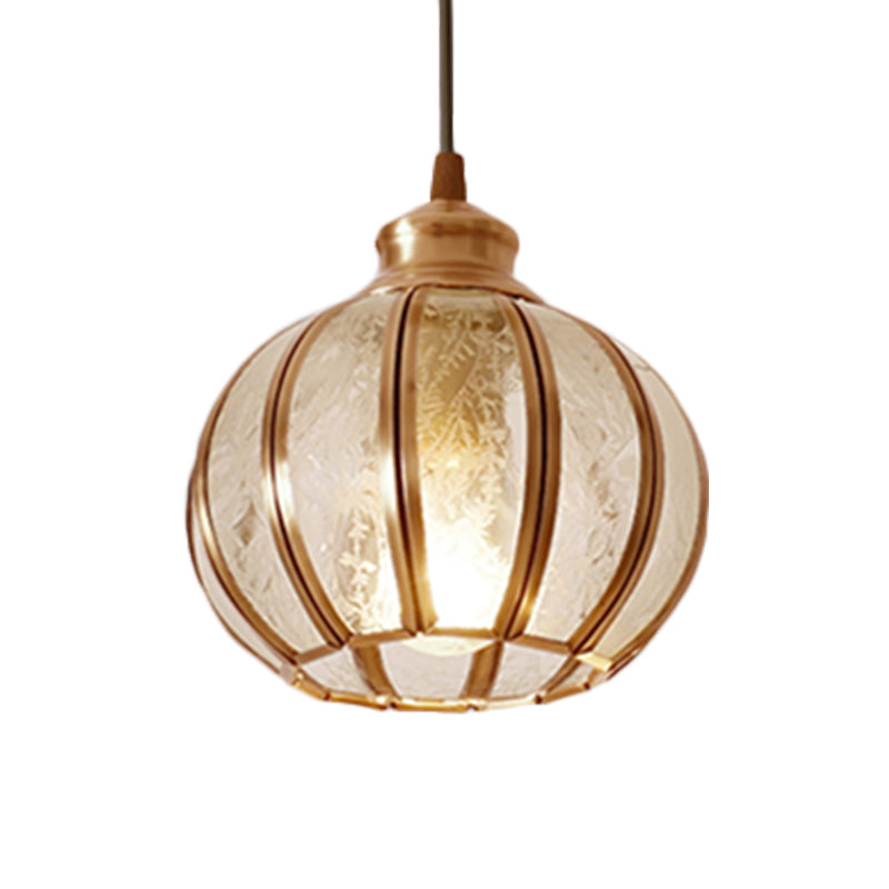 Retro Glass Pendant Light With Textured Sphere Cluster And Brass Finish - Round Or Linear Canopy 1/3