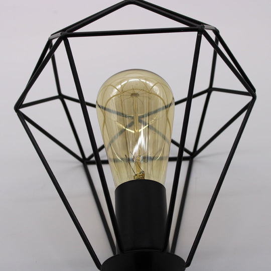 Vintage Industrial Metal Teardrop Cage Pendant Light with 3 Lights for Living Room - Black