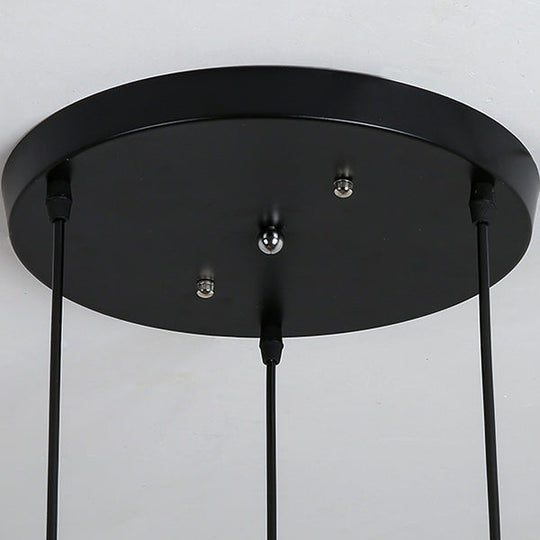 Industrial Geometric Pendant Light With Carved Metal Shade - 3 Lights Kitchen Hanging Lamp