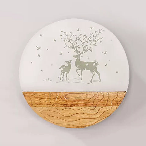 Wooden Animal-Themed Led Wall Light For Kindergarten In Beige