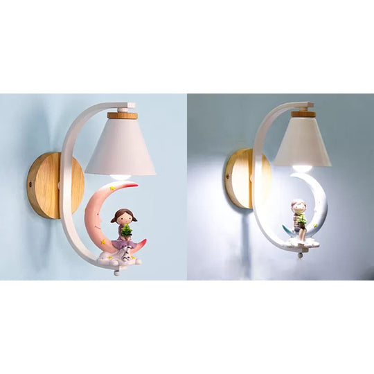 Little Kid Deco Funnel Shade Wall Light: Lovely 1 Head Metal Sconce For Child Bedroom