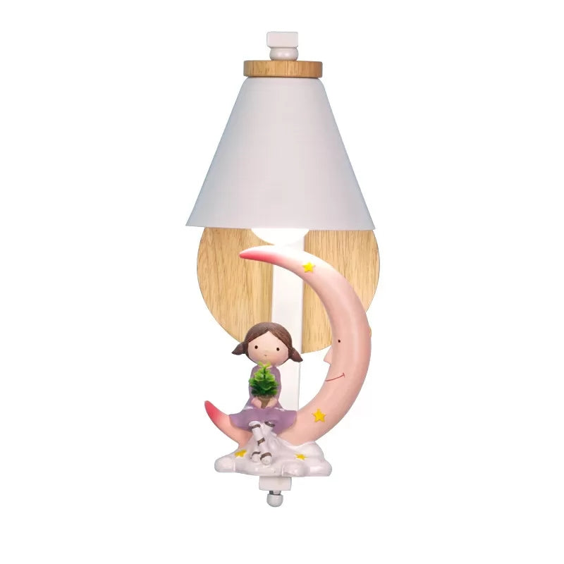 Little Kid Deco Funnel Shade Wall Light: Lovely 1 Head Metal Sconce For Child Bedroom