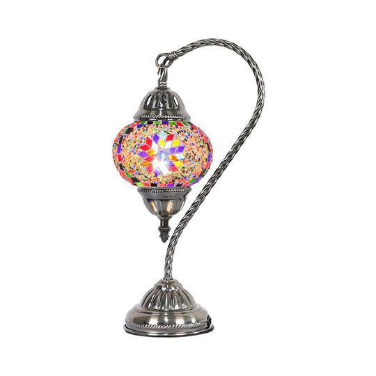 Mediterranean Teardrop Stained Glass Night Lamp With Gooseneck Arm