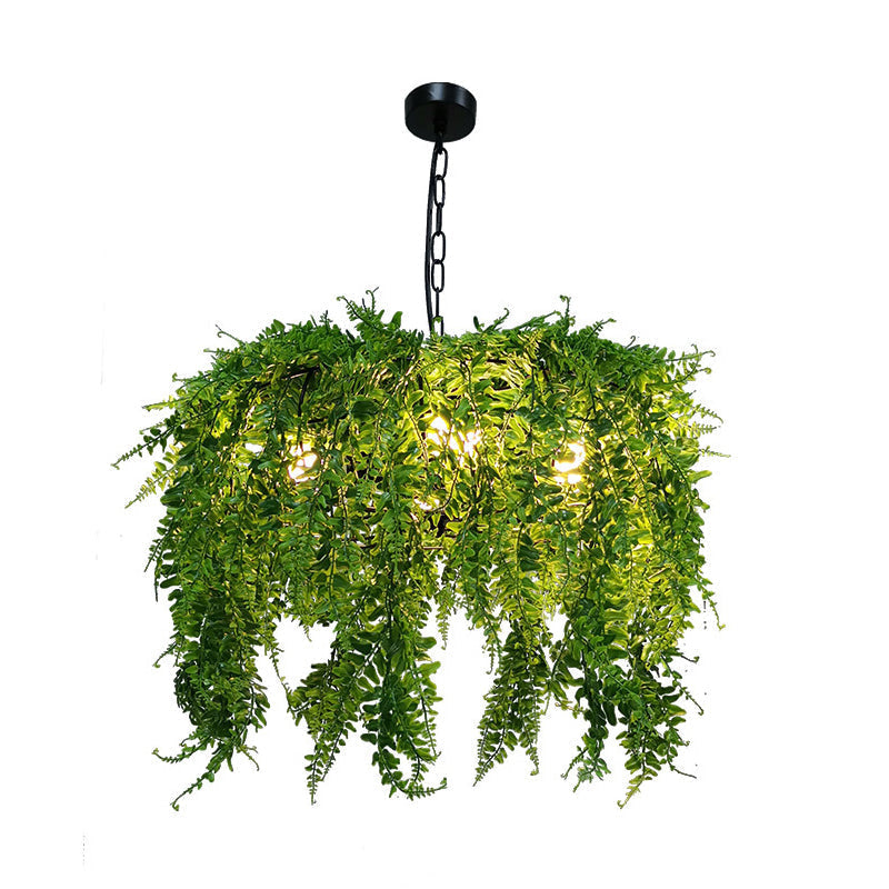 Industrial Green Plant Design Metal Chandelier Light Fixture - 5 Lights, 21.5"/25.5" Wide