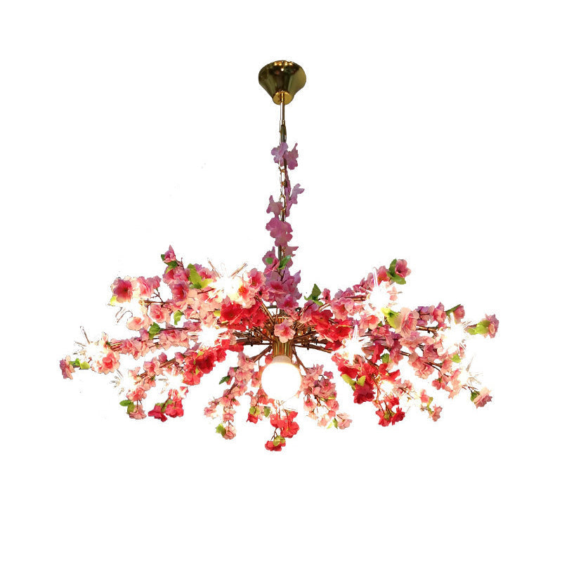 Greta - 16-Head Industrial Bloom Hanging Chandelier 16 Heads Metal LED Down Lighting Pendant in Pink/Yellow/Purple