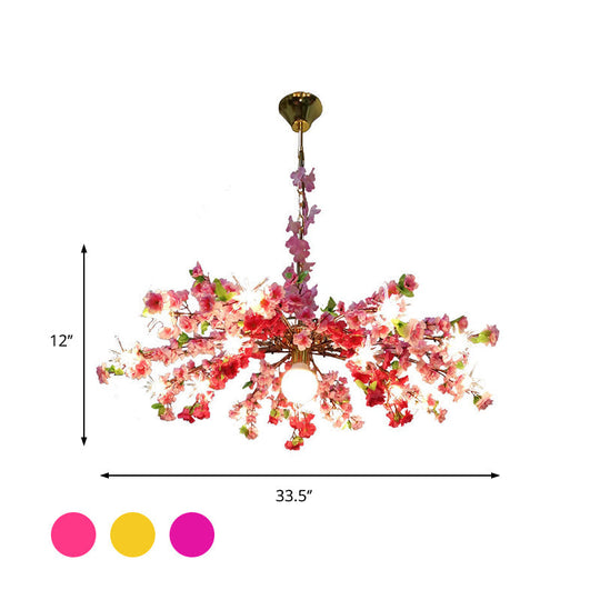 Greta - 16-Head Industrial Bloom Hanging Chandelier 16 Heads Metal LED Down Lighting Pendant in Pink/Yellow/Purple