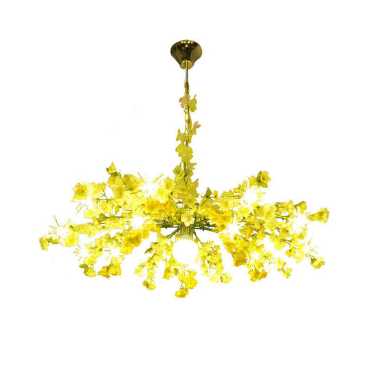 Greta - 16-Head Industrial Bloom Hanging Chandelier 16 Heads Metal LED Down Lighting Pendant in Pink/Yellow/Purple