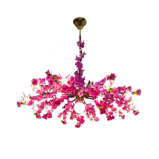 Greta - 16-Head Industrial Bloom Hanging Chandelier 16 Heads Metal LED Down Lighting Pendant in Pink/Yellow/Purple