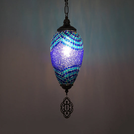 Stained Glass Droplet Pendant Lamp In Blue And Purple Blue-Purple