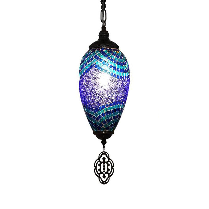 Stained Glass Droplet Pendant Lamp In Blue And Purple