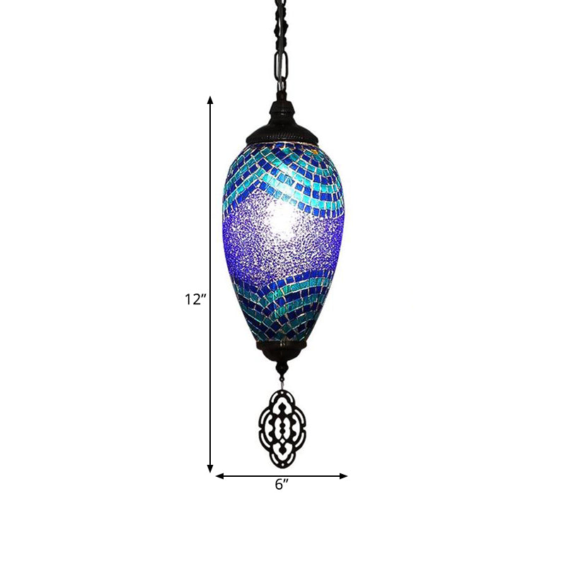 Stained Glass Droplet Pendant Lamp In Blue And Purple