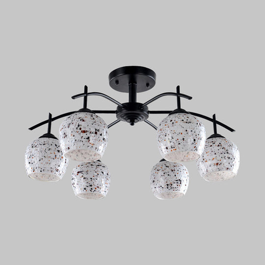 Black Mosaic Tiffany Style Semi Flush Mount Ceiling Lamp With 7/8/9 Stained Glass Lights