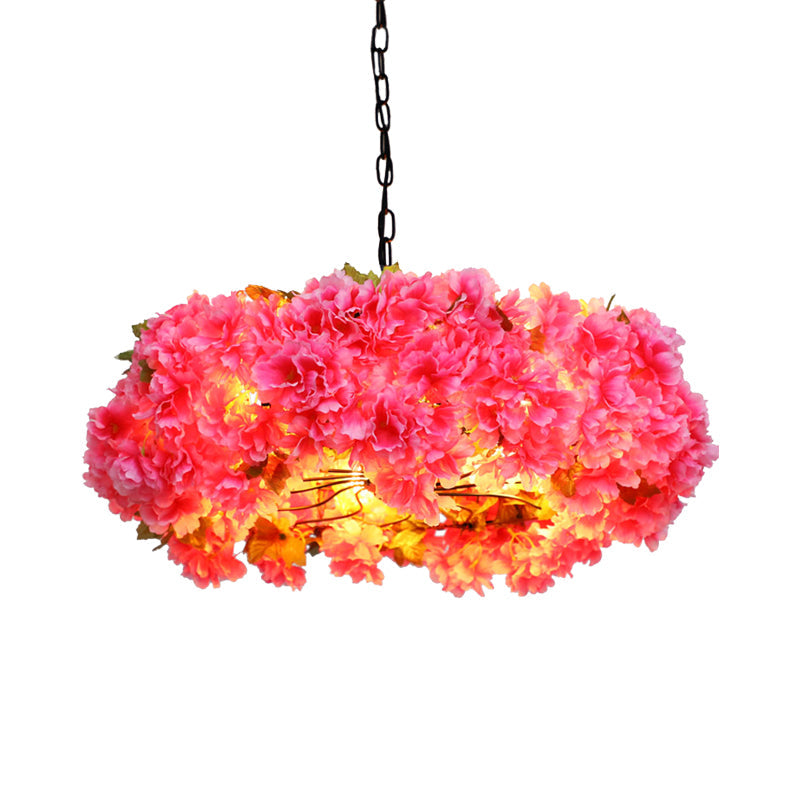 Antique Pink Metal LED Chandelier - 5-Light Blossom Pendant Lamp for Restaurants (21.5"/25.5" W)