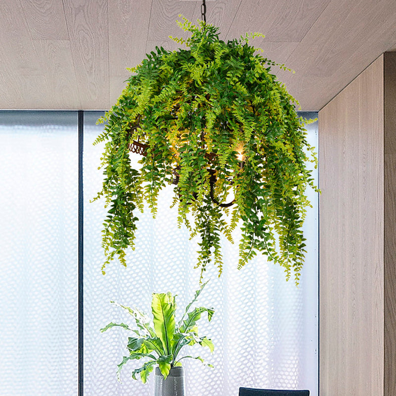 Retro Green Plant Restaurant Chandelier With Led Bulbs