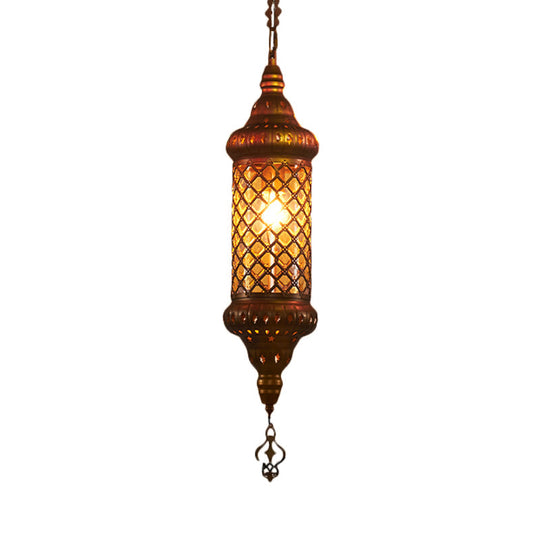 Colorful Glass Lantern Pendant Light For Restaurant - Traditional Design