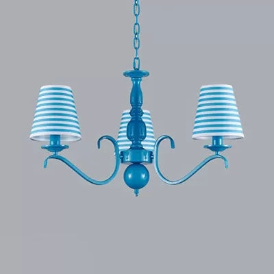 Contemporary Blue Pendant Lamp: 3 Bulb Metal Chandelier For Boys Bedroom