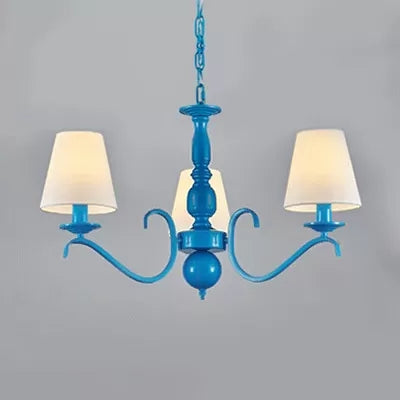 Contemporary Blue Pendant Lamp: 3 Bulb Metal Chandelier For Boys Bedroom