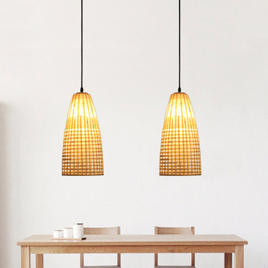 Bamboo Flared Hanging Lamp: Chinese Inspired Pendant Light For Dining Room