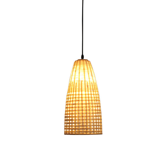 Bamboo Flared Hanging Lamp: Chinese Inspired Pendant Light For Dining Room