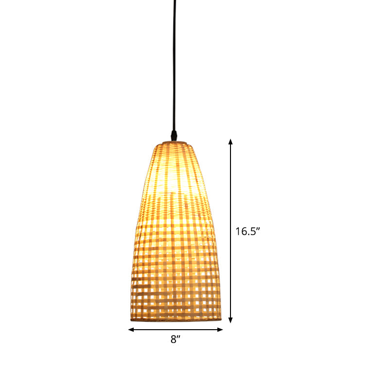 Bamboo Flared Hanging Lamp: Chinese Inspired Pendant Light For Dining Room