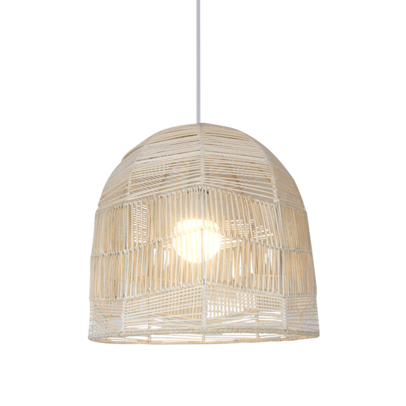 Chinese Bamboo Ceiling Suspension Lamp For Restaurants Head Basket Pendant Lighting In Wood