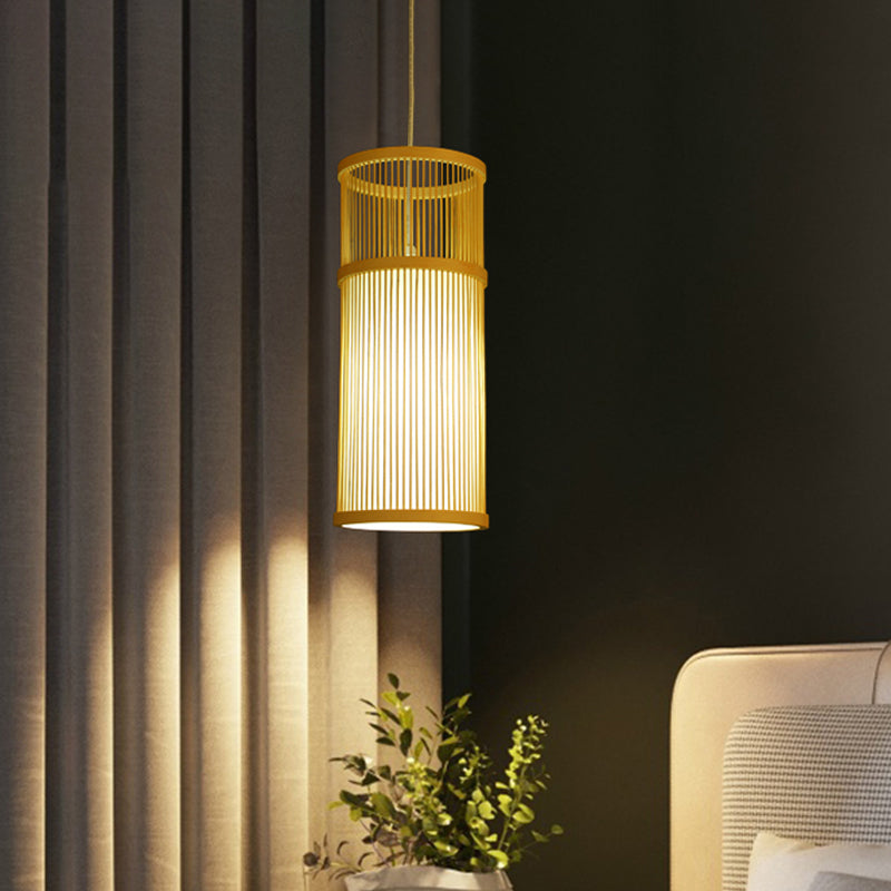 Bamboo Pendant Light: Modern Chinese Teahouse Ceiling Lamp