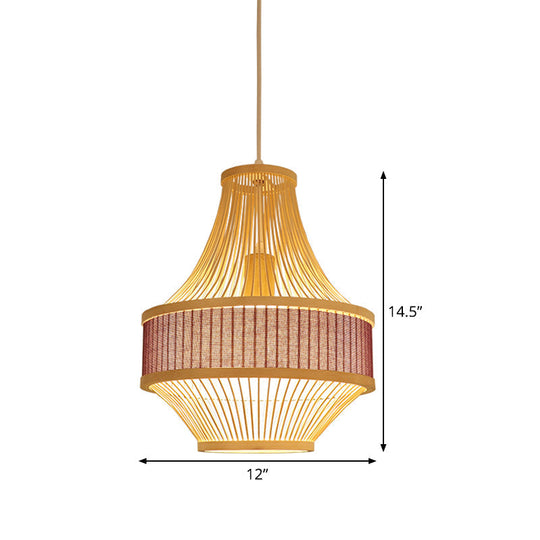 Laser Cut Bamboo Pendant Ceiling Lamp In Light Purple