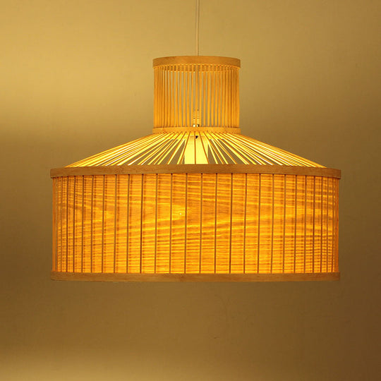 Bamboo Urn Pendant Light - Beige 1-Head 18/23.5 Wide