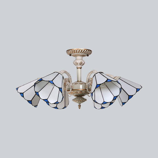 Traditional White Glass Conical Chandelier - 3/6/8 Lights - Kitchen Ceiling Light Fixture