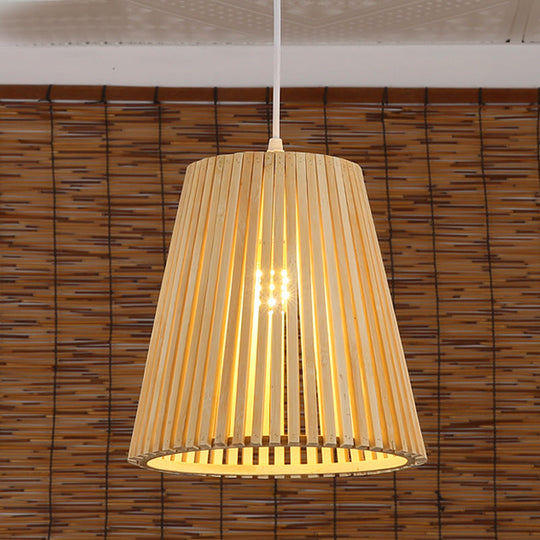 Chinese Pendant Lamp: Wood Ceiling Light With Bamboo Shade