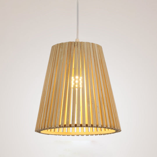 Chinese Pendant Lamp: Wood Ceiling Light With Bamboo Shade