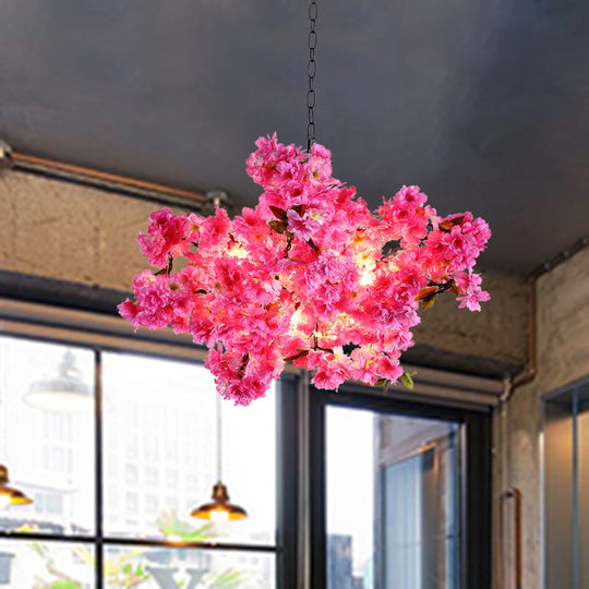 Hadley - 5-Light 5 Lights Cherry Blossom Chandelier Industrial Pink Metal LED Pendant Light for Restaurant