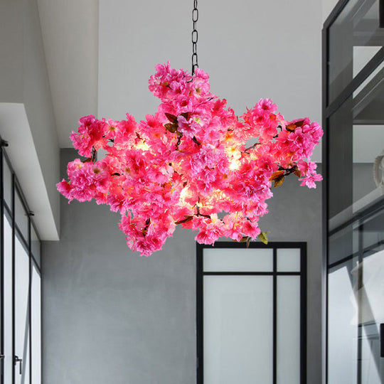 Hadley - 5-Light 5 Lights Cherry Blossom Chandelier Industrial Pink Metal LED Pendant Light for Restaurant