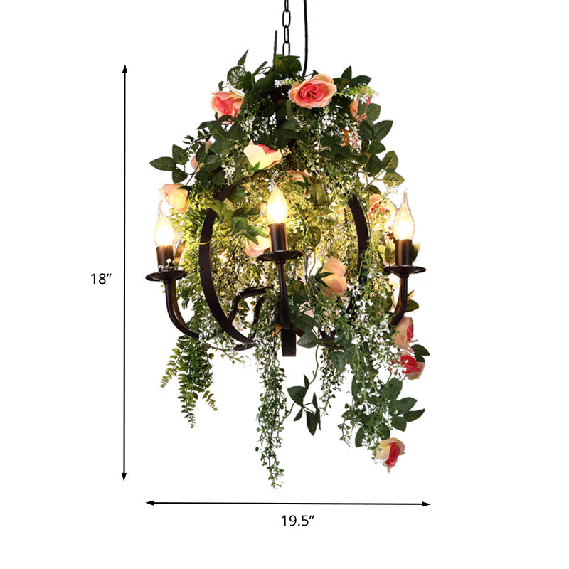 Rachelle - Green Industrial Candelabra Pendant Light Fixture 5 Bulbs Metal Led Hanging Lamp In For