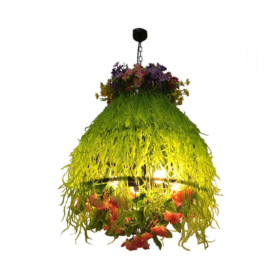 Federica - Green Plant Restaurant Chandelier Lighting Fixture Industrial Metal 4 Bulbs Green LED Drop Lamp