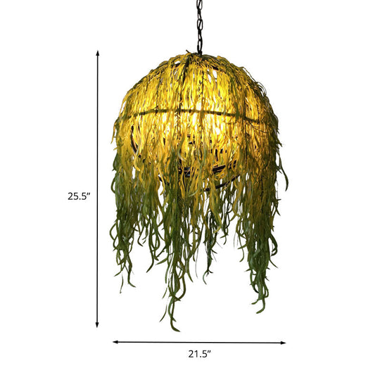 Roberta - Green Industrial Sphere Plant Ceiling Chandelier 4 Bulbs Metal Hanging Light Fixture in Green for Restaurant