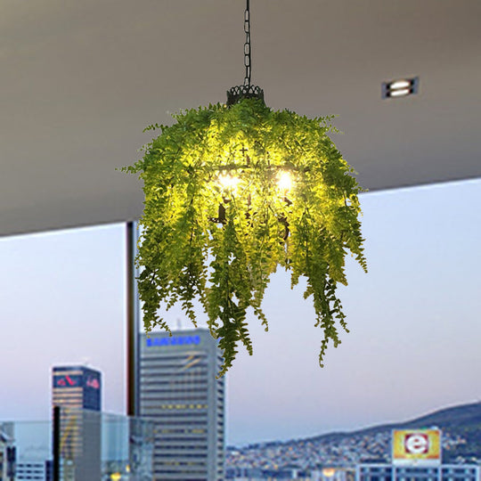 Alrischa - 3-Head Green Chandelier Lamp: Antique Metal Pendant for Restaurant.