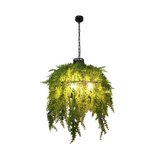 Alrischa - 3-Head Green Chandelier Lamp: Antique Metal Pendant for Restaurant.