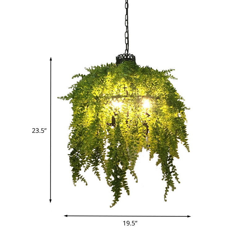 Alrischa - 3-Head Green Chandelier Lamp: Antique Metal Pendant for Restaurant.