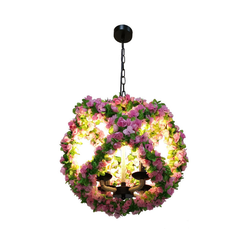 Peyton - Global Industrial Global Chandelier Light Fixture 3 Lights Metal LED Flower Pendant Lamp in Pink for Restaurant