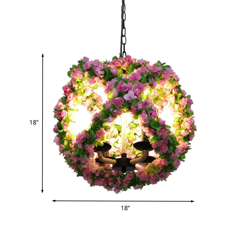 Peyton - Global Industrial Global Chandelier Light Fixture 3 Lights Metal LED Flower Pendant Lamp in Pink for Restaurant