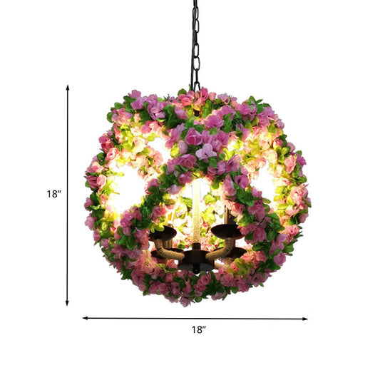 Peyton - Global Industrial Global Chandelier Light Fixture 3 Lights Metal LED Flower Pendant Lamp in Pink for Restaurant