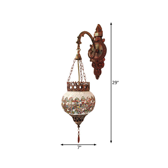 Copper Stained Glass Wall Sconce - Decorative Global Light For Living Room