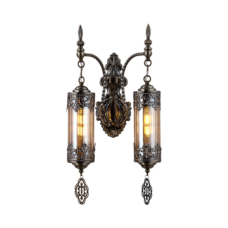 Turkish Metal Cylinder Restaurant Wall Sconce Light - 1/2 Lights Bronze Fixture