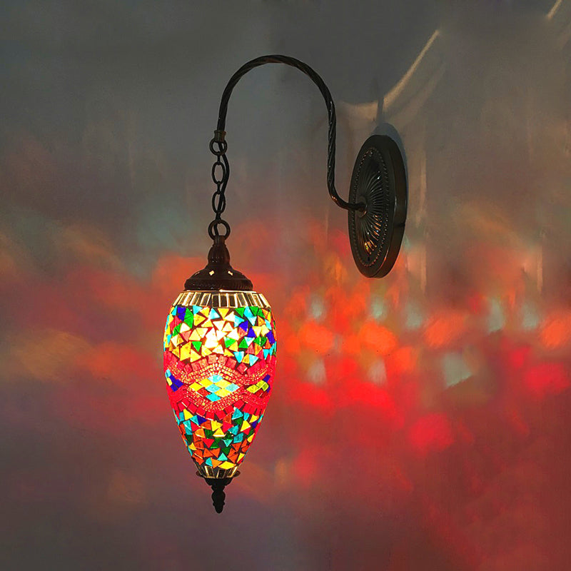 Cut Glass Teardrop Wall Sconce: Warm Traditional Lighting For Living Room Red