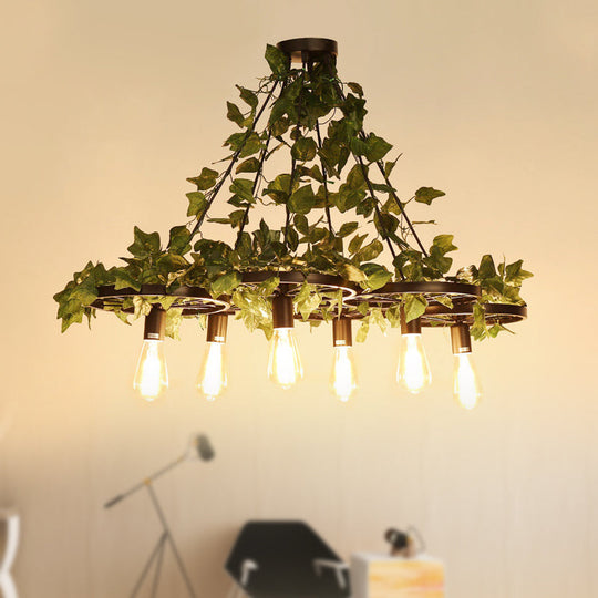 Irène - 6-Head 3/6 Heads Plant Ceiling Chandelier With Bare Bulb Metal Industrial Restaurant Led