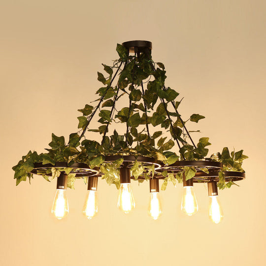 Irène - 6-Head 3/6 Heads Plant Ceiling Chandelier With Bare Bulb Metal Industrial Restaurant Led